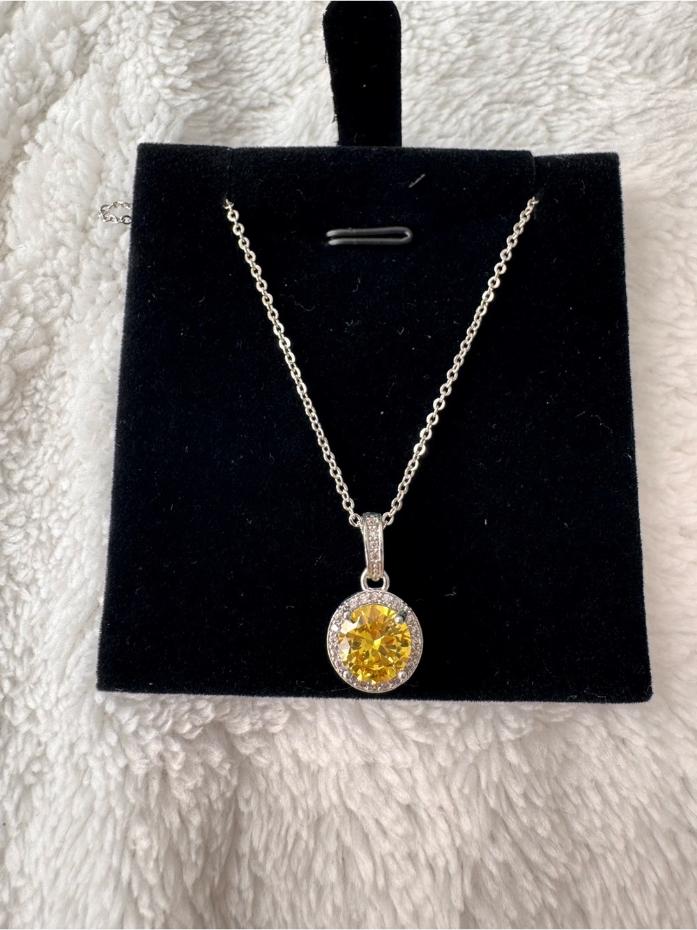 Yellow lab created diamond pendant necklace